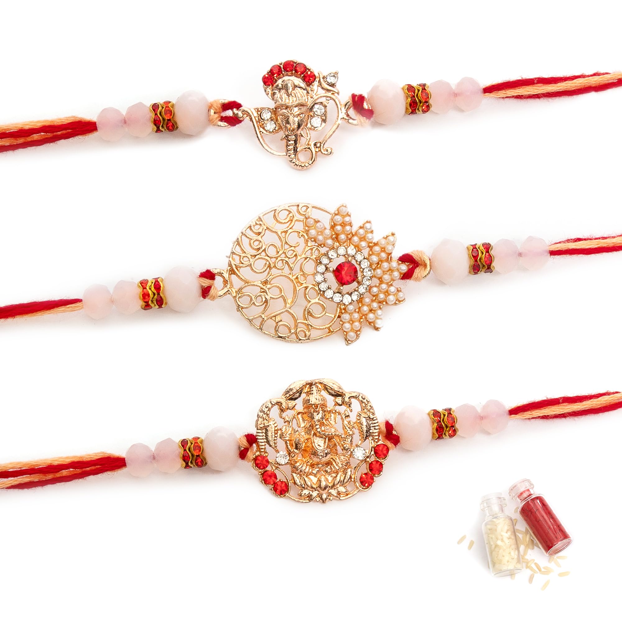 Rakhi for Men with Tilak Material and Greeting Card - Pack of 3 Rakhi-image-26