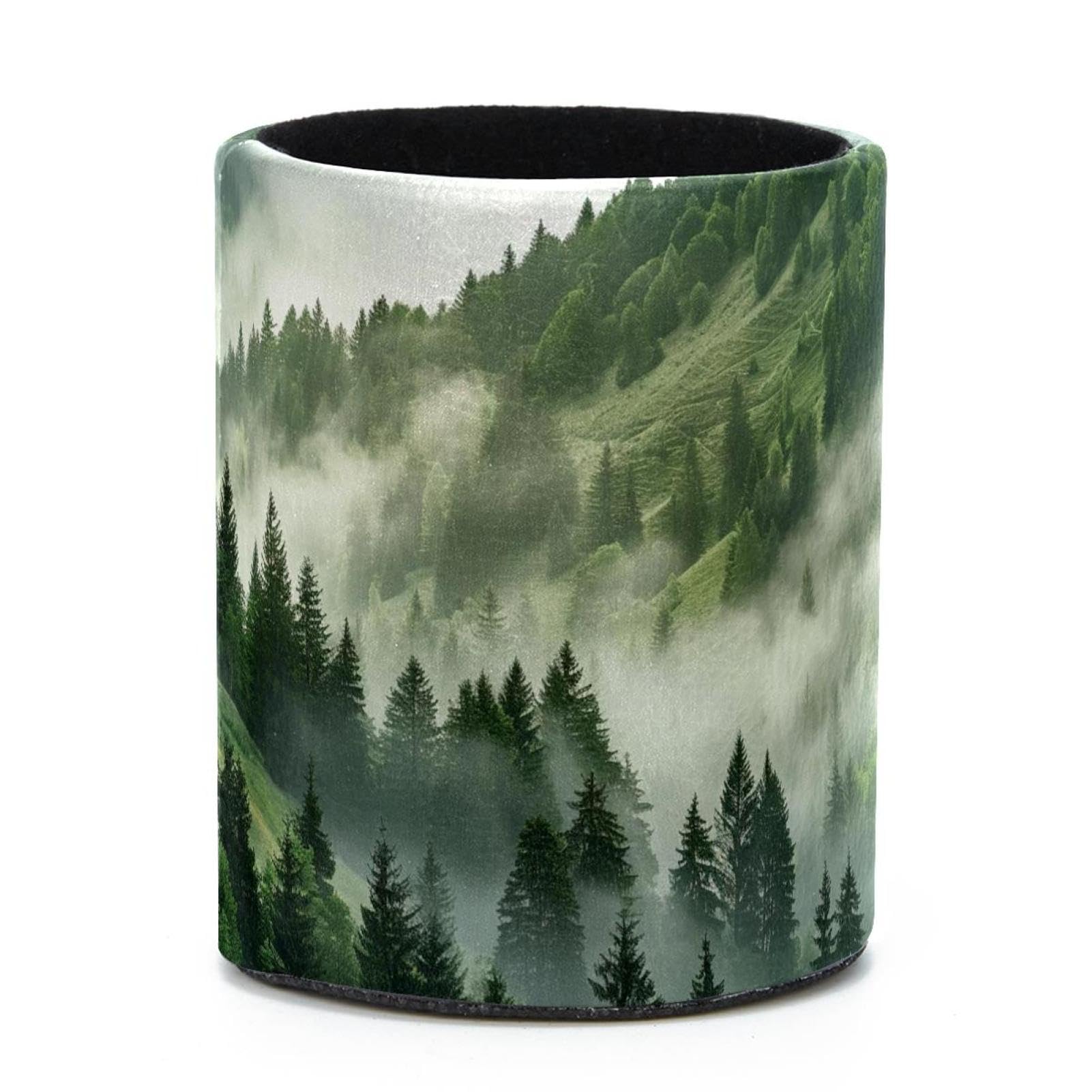 VAPOKF Round Pencil Holders for Desk, Cloud Pine Forest Pen Holders Pen Pot Makeup Brushes Storage Desktop Stationery Supplies Organiser for Home Office