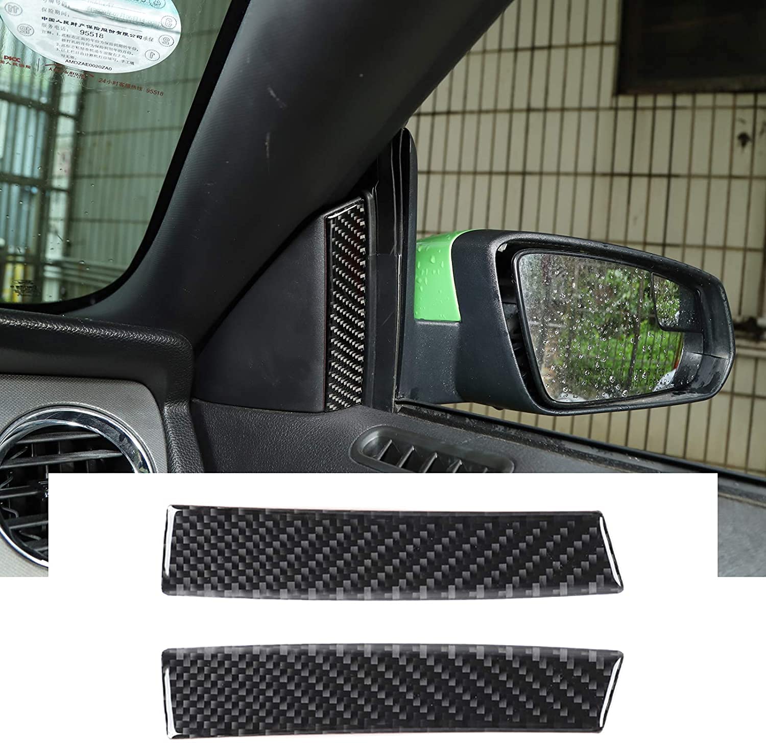 CheroCar for Mustang A-Pillar Decorative Stickers for Ford Mustang Interior Decoration Accessories 2009-2013, (Carbon Fiber)