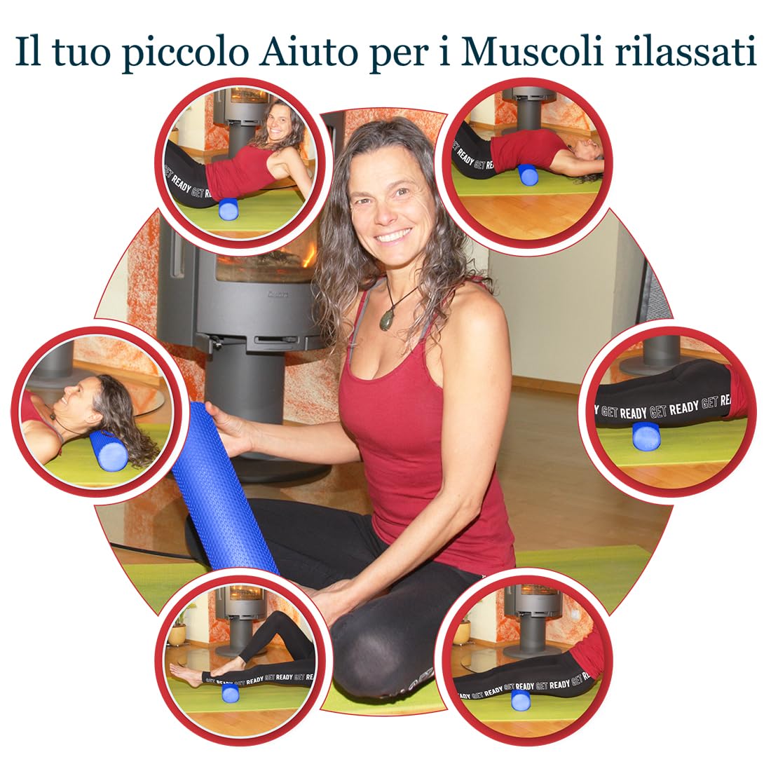 Medio Foam Roller Trigger Point EVA Ø9,5x43cm; Rullo Massaggio Muscolare Pilates; Tubo Scrocchia Schiena Crack Attrezzi; Rollo di Schiuma Massaggiatore Stretching