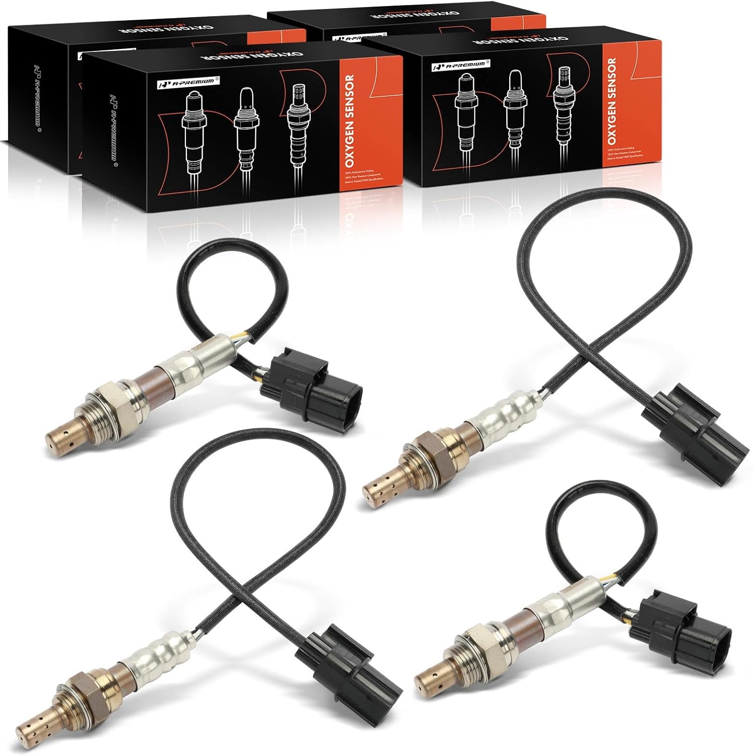 A-Premium 4-PC Set O2 Oxygen Sensor Compatible with Honda Accord 2010-2011, Pilot 2009-2013, Odyssey 2011-2013, Ridgeline, Crosstour 2012, Accord Crosstour & Acura TSX, TL, Upstream and Downstream