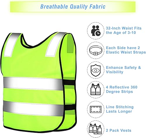 Miniatura 8 de Geyoga Chaleco reflectante para niños, chaleco de visibilidad de seguridad infantil para ciclismo, esquí