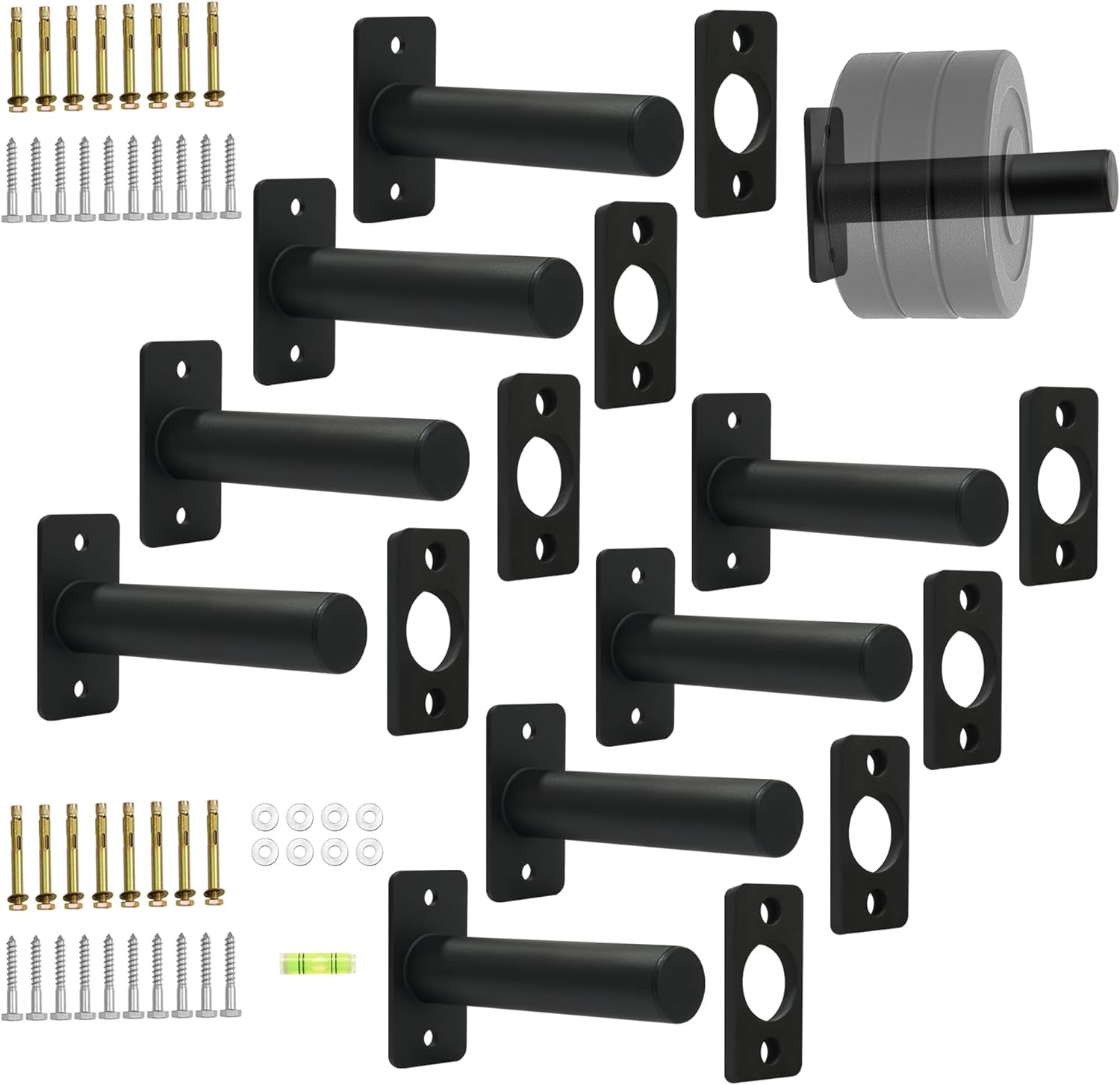 Wall Mounted Olympic Weight Plate Rack, Heavy Duty Metal 2" Plate Holder & Hanger for Home Gym, Garage Gym, Powerlifting & Fitness Equipment Storage, 275 lbs Capacity Barbell Plate Organizer with Screws for Wood & Concrete Walls