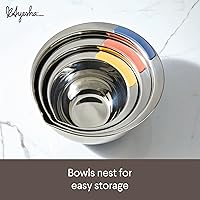 Vista 4 de Ayesha Curry Kitchenware Pantryware - Cuencos para mezclar de acero inoxidable, juego de 3 piezas, color plateado con asas