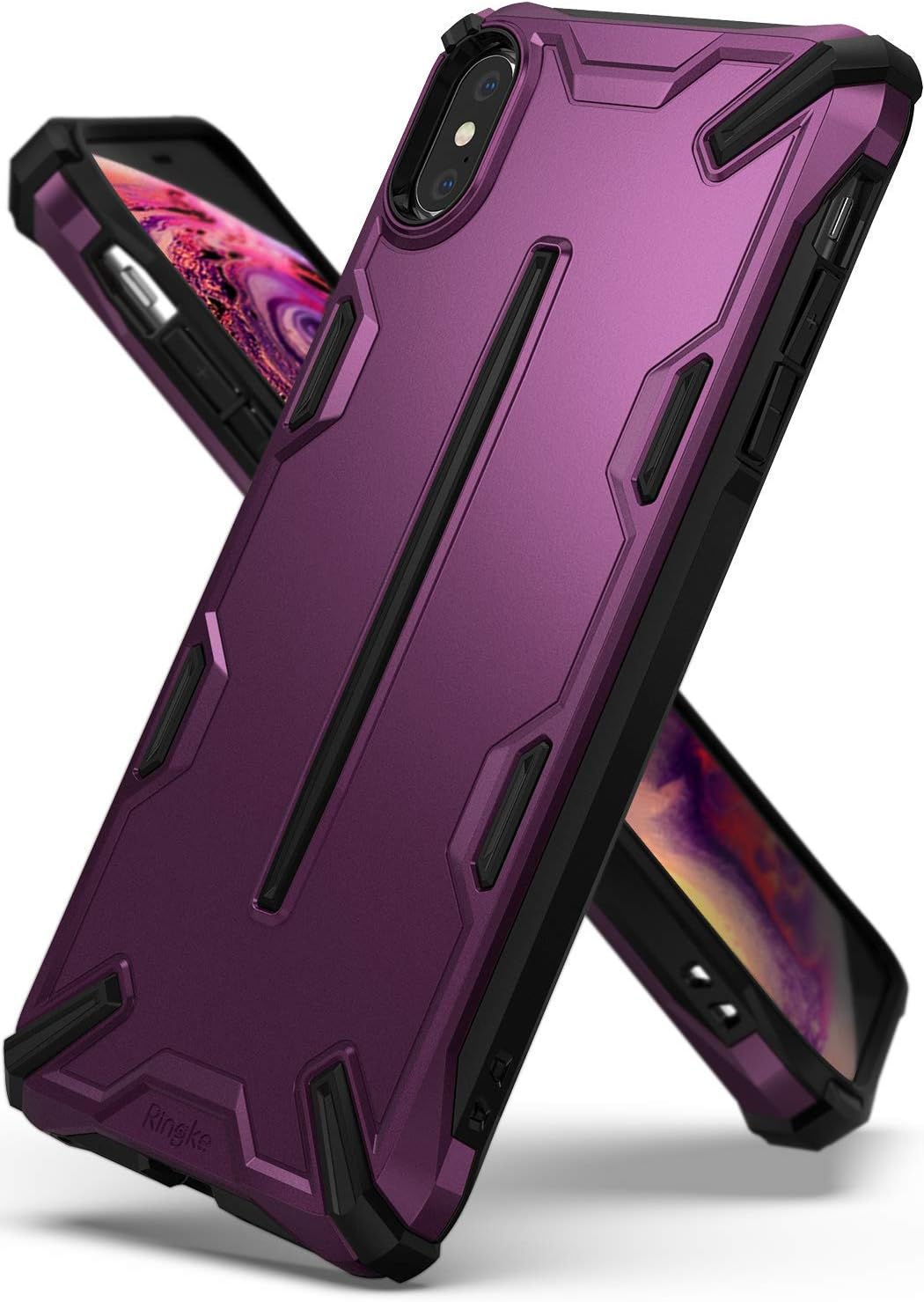 Ringke Dual X Designed for iPhone Xs Max Case, Heavy Duty Defense Cover for iPhone Xs Max (6.5") (2018) - Metallic Purple