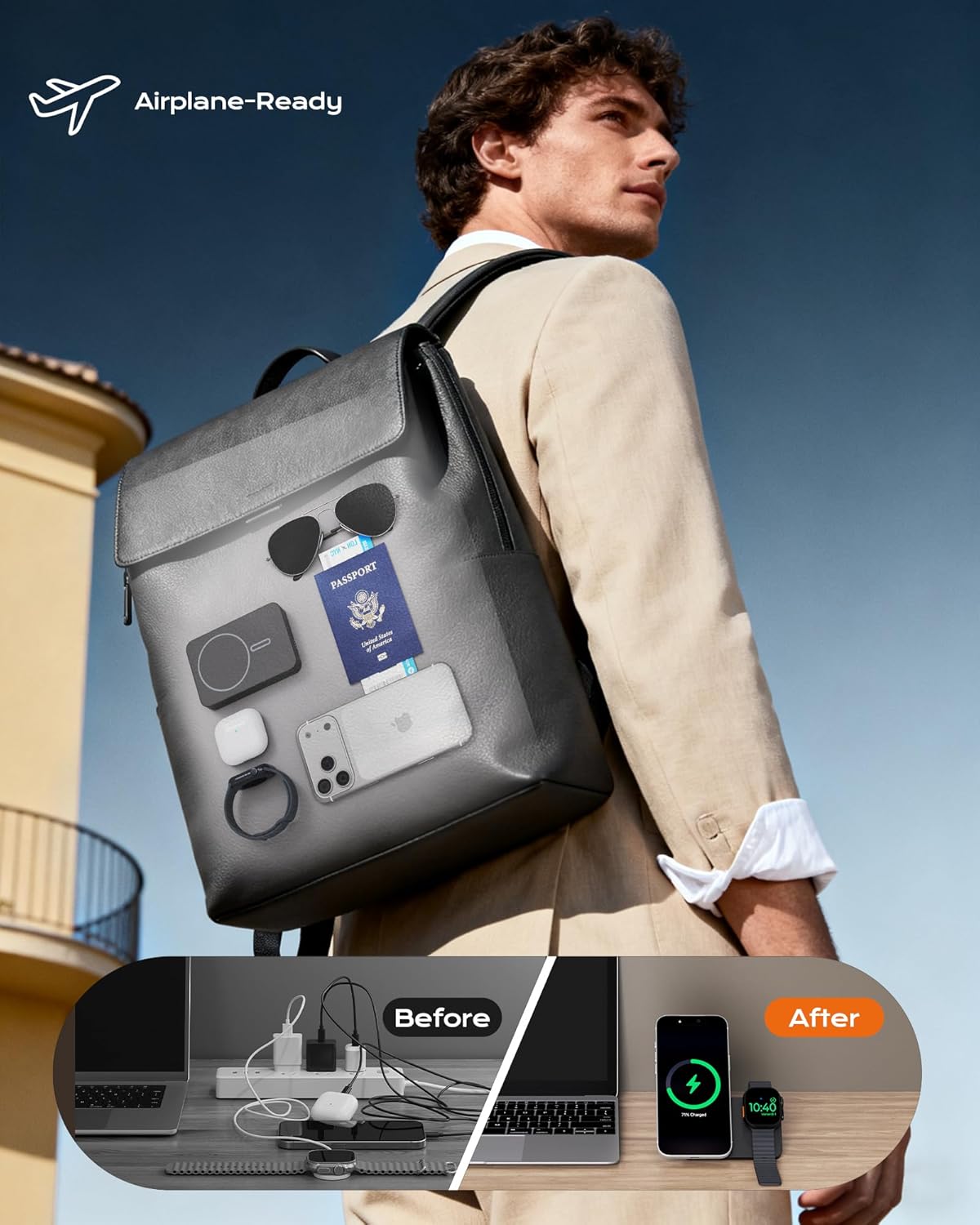 KU XIU Qi2.2 25W 3-in-1 Wireless Charging Station, 10000mAh Magnetic Portable Charger Power Bank for iPhone 12-17, 5W for Apple Watch & AirPods, Foldable Aluminum Alloy Battery Pack with USB-C Cable - Image 5