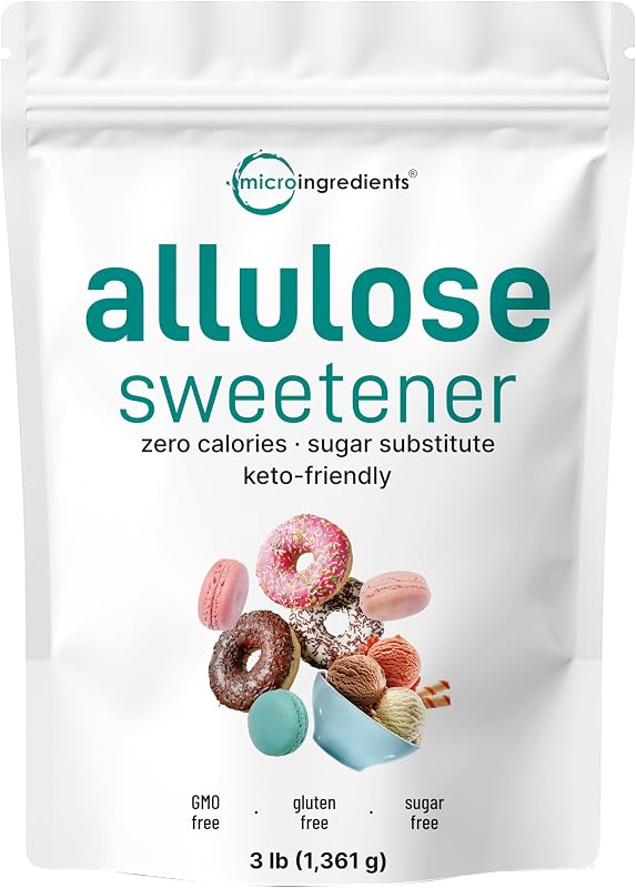 Edulcorante de alulosa Micro Ingredients, 3 lb | Cero calorías | A base de plantas | Sin eritritol | Sin regusto | Alternativa vegana al azúcar | Ideal para hornear y bebidas | Apto para dieta cetogénica