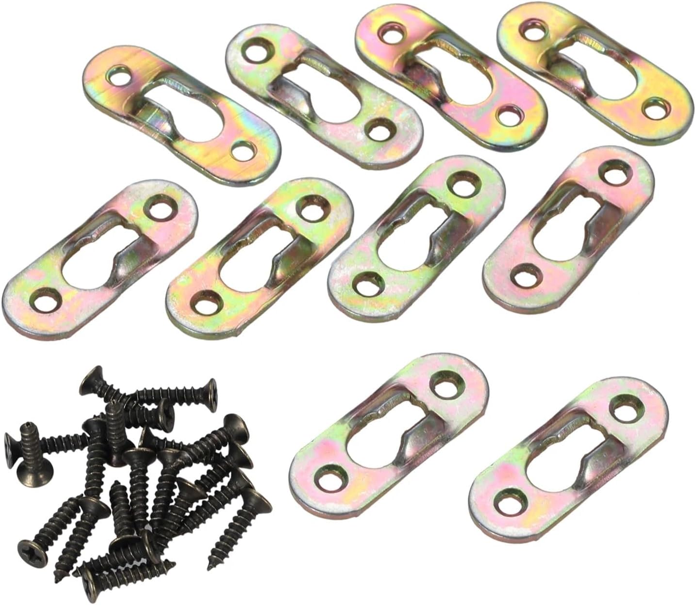 20Pcs Metal Keyhole Hangers +Screws Heavy Duty Hanging Plates Brackets Fasteners Hooks for Mirror Photo Picture Painting Frames