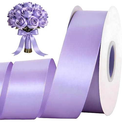 TONIFUL 100 Yard Light Purple Satin Ribbon 1-1/2 Inch for Gift Wrapping