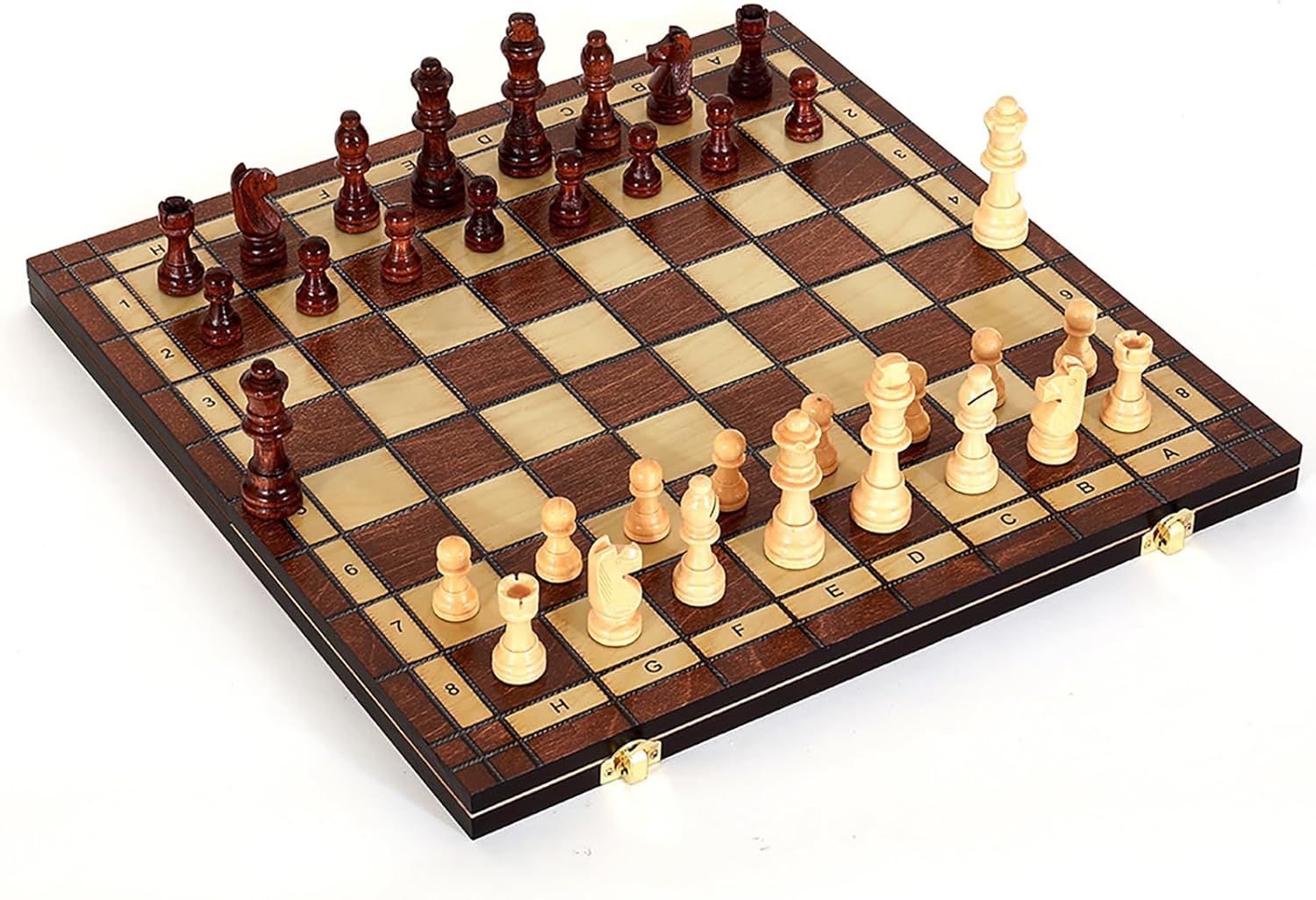 LargeDeluxe 17-Inch Wooden Chess Set - Perfect for Adults and Beginners Handcrafted Unique Folding Design Board Games