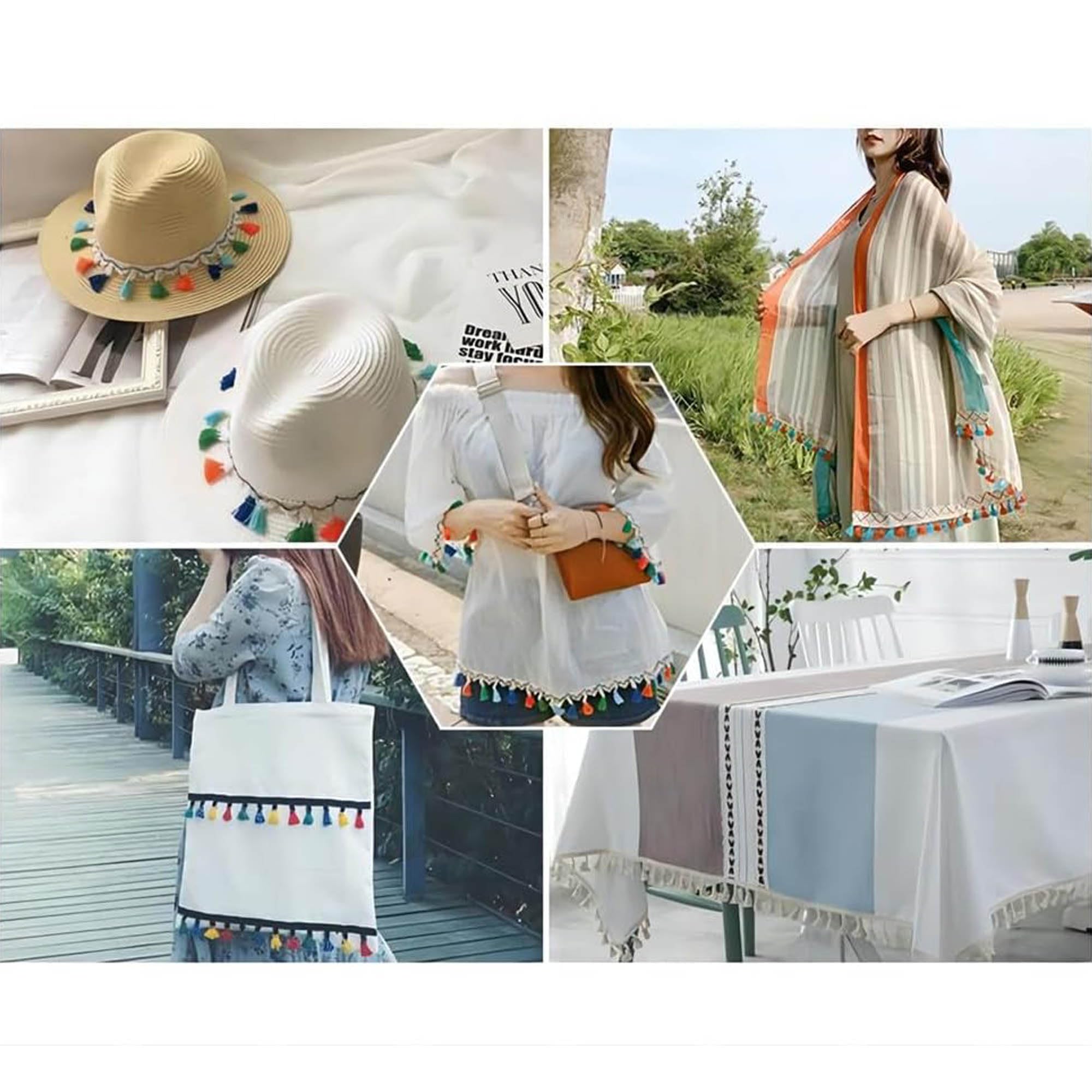 Galon à Pompons Arc-en-Ciel 5.6 M – Franges Colorées Pour Couture, Déco, Mariage & Bricolage