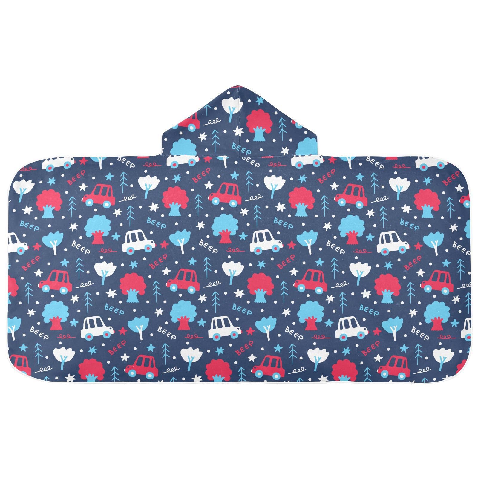 susiyo Kids Hooded Bath Towel Transport Cars Beach Towel for Kids 23.5 x 50 Inch Microfiber Soft Absorbent Quick Dry Bath Swim Pool Towel Wrap Poncho Bathrobe with Hood for Kids Toddler