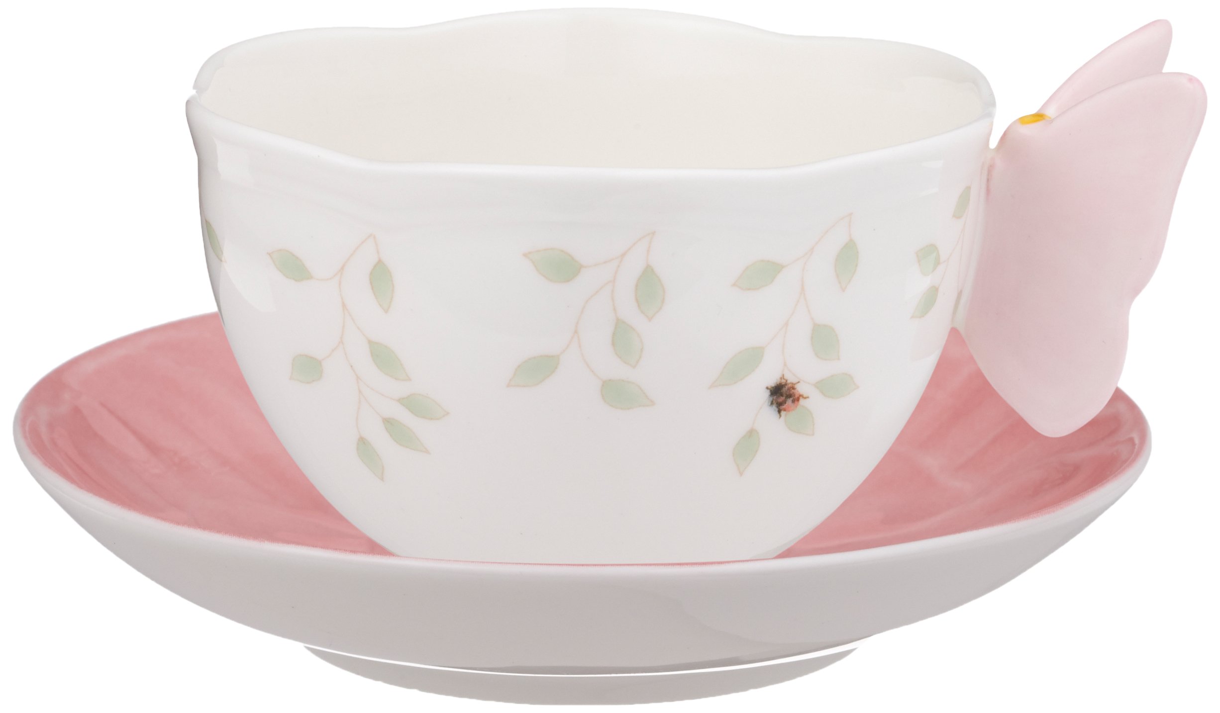 Butterfly Meadow Figural Cup and Saucer Set, Pink