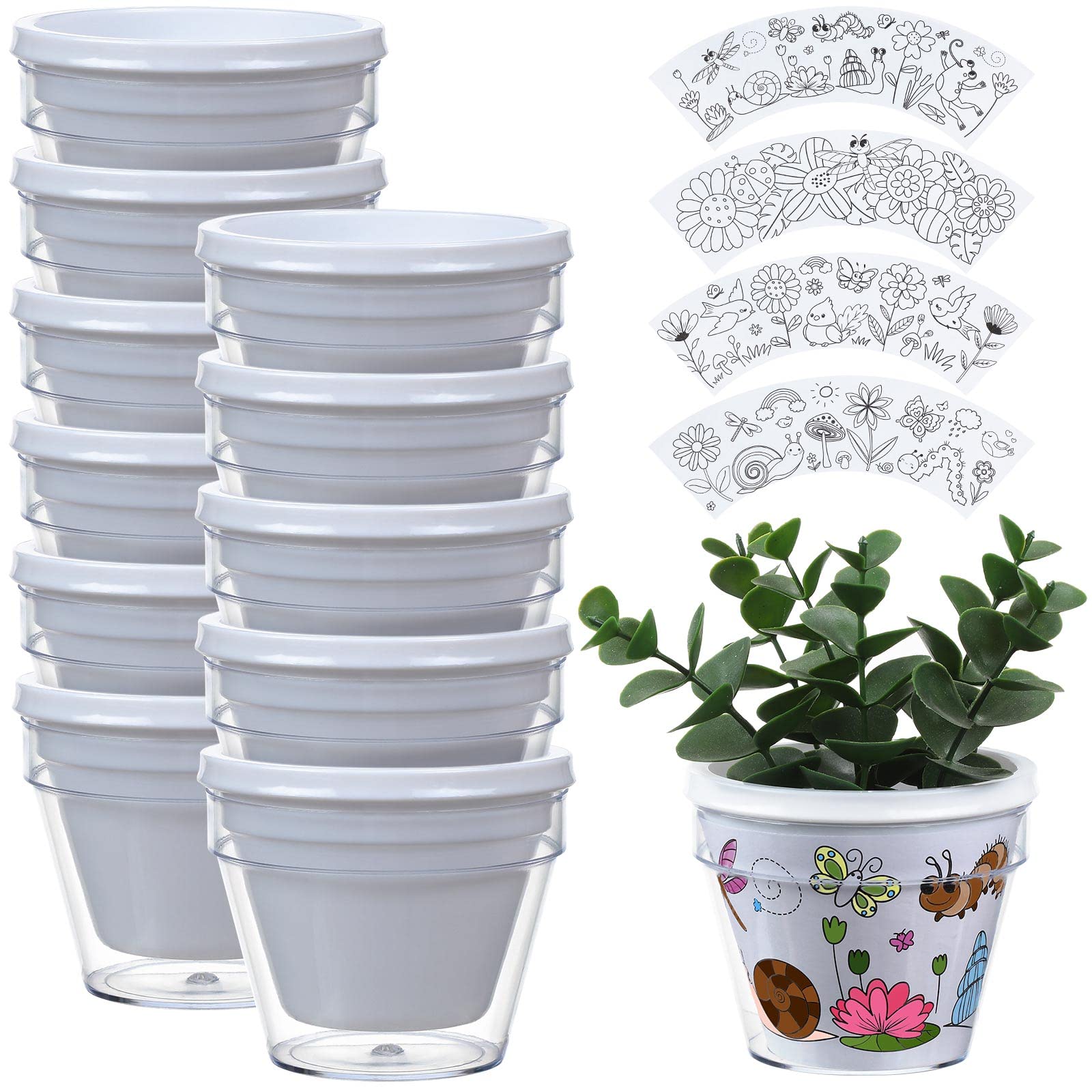 Irenare Mother's Day Crafts for Kids DIY Spring Gardening Pot Craft Kit Bulk Paint Your Own Flower Plant Pot Ladybugs Butterflies Rainbow for Preschool Classroom Science Garden Activities(36 Sets)