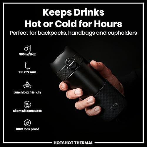 Miniatura 3 de Ion8 Taza de viaje aislada, 12.2 fl oz12 oz, a prueba de fugas, triple bloqueo seguro, sin derrames en tránsito, cubierta higiénica, fácil de