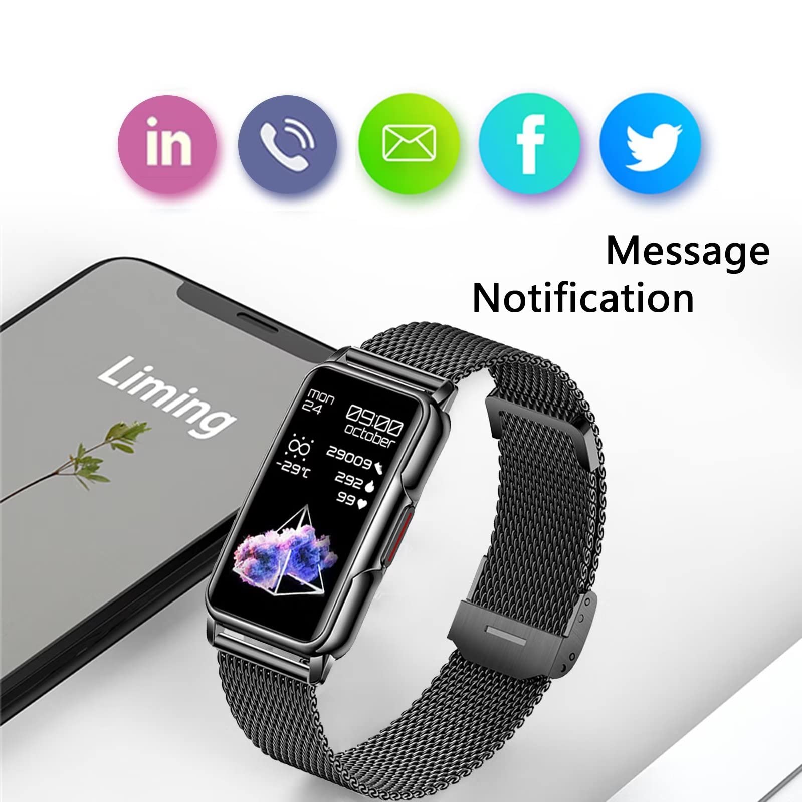 FORSINING Smartwatch, Fitnessuhr mit Blutdruck- und Herzfrequenzmessung für iOS und Android, 3,7 cm (1,44 Zoll) Touchscreen, Herren-Smartwatch, IP67 wasserdicht, Schwarz