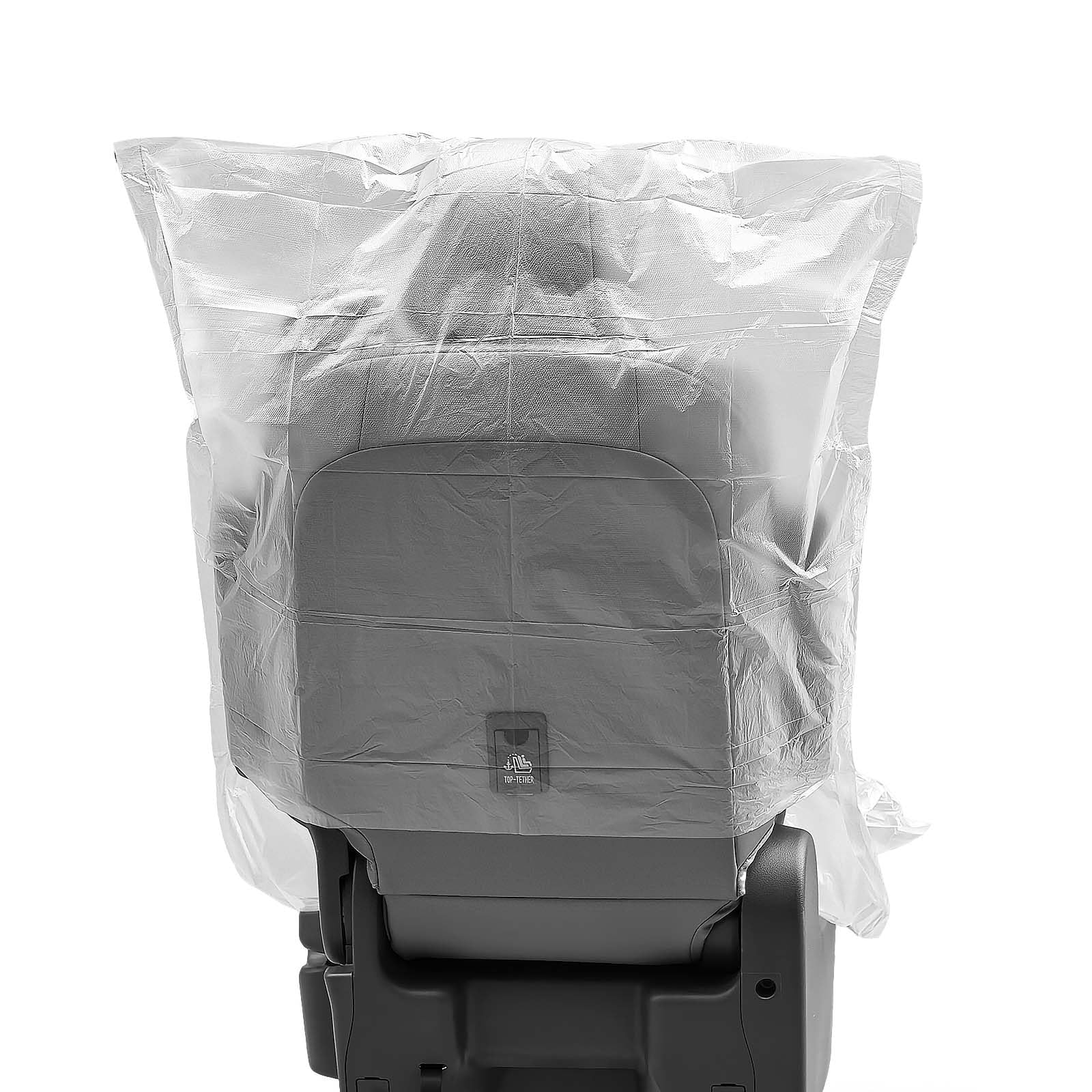 Lot de 100 housses protectrices de siège de voiture jetables en plastique (1,2 kg)
