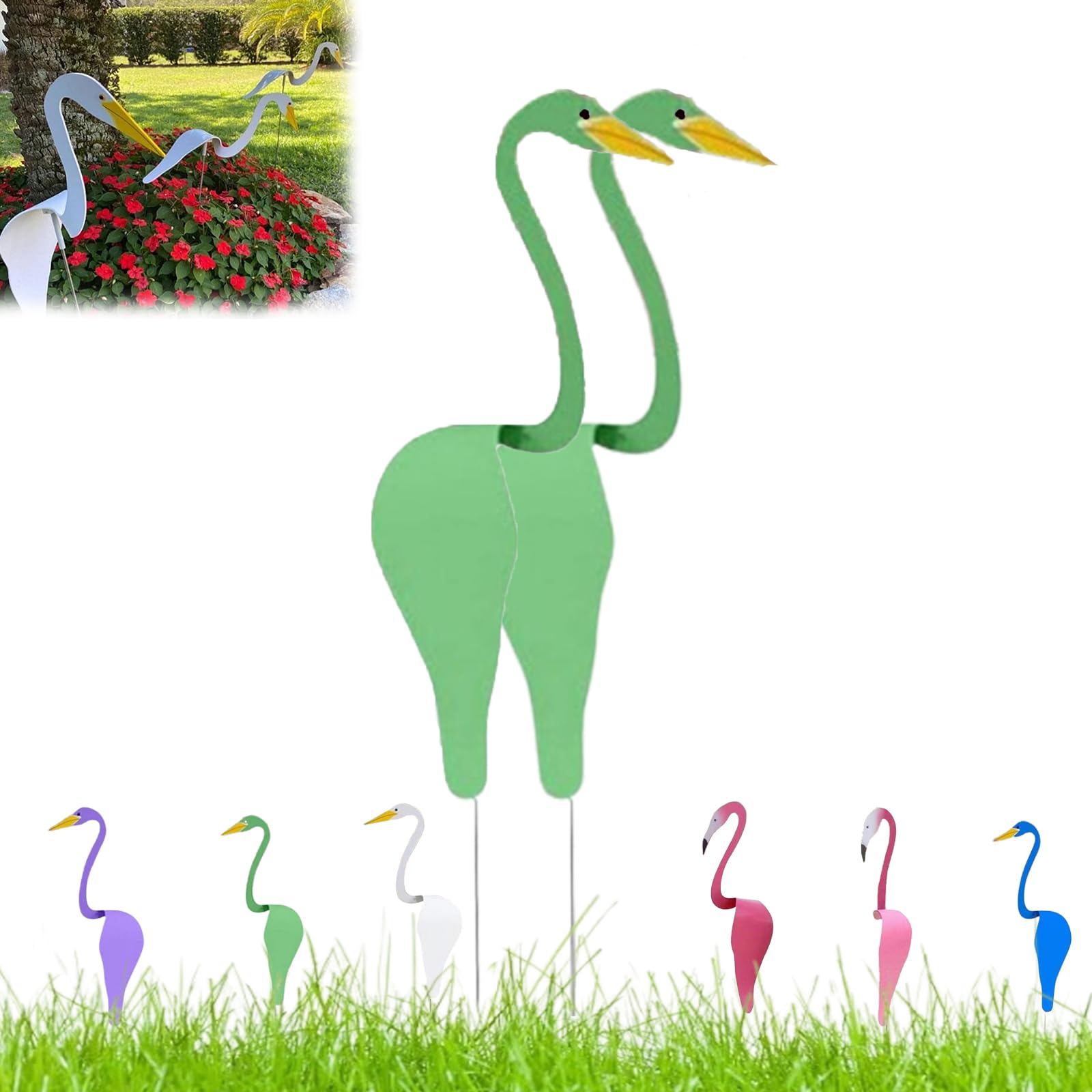 enseak Dancing Birds Garden Metal Art，flamingo Ornaments, Birds Garden Metal Art,flamingo Decor Garden Metal Yard Art Spinner,Dancing Birds for The Yard for Garden Decor