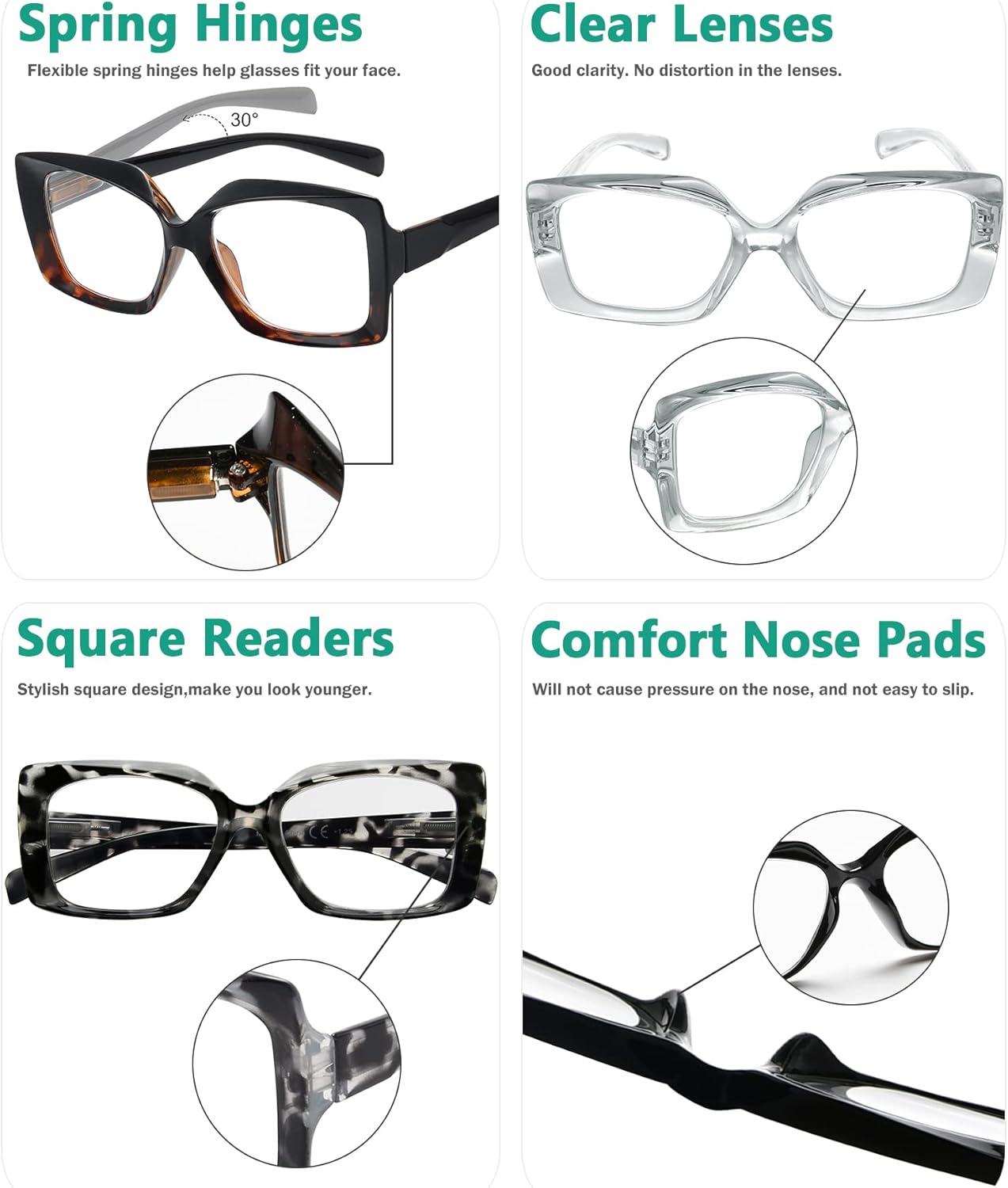 Eyekepper 4 Pack Reading Glasses for Women Reading - Ladies Readers +2.00 - Image 5