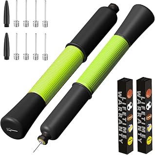 Ball Pump with Needle Storage, 5 Needles & Extension Hose for Sports Balls | Basketball Soccer Pumps (Never Lose Pin), Volleyball Pump Rugby Ball Inflator - Great for All Balls