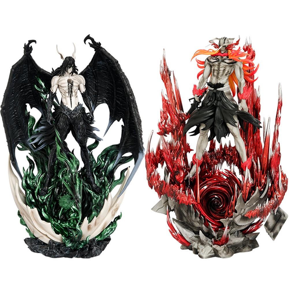 Hollow Ichigo e Black Wing Ulquiorra Figure Grandi Anime, Set da 2 pezzi, 32 cm, Horned Ichigo Action Figure Grande Statua Deluxe Base Ver.