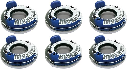 Intex River Run 1 balsa circular flotadora inflable para lago río y piscina paquete de 6