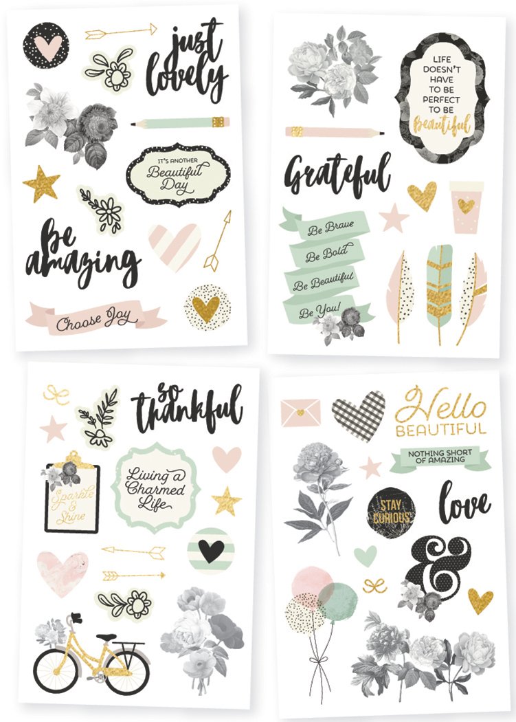 Simple Stories Schöne Sticker 4 x 6 4/Pkg, mehrfarbig, 17.14 X 11,43 x 0,25 cm