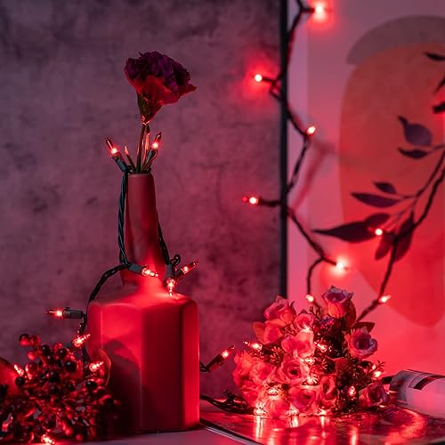 Miniatura 5 de Luces de Navidad incandescentes en tira con cable en verde.