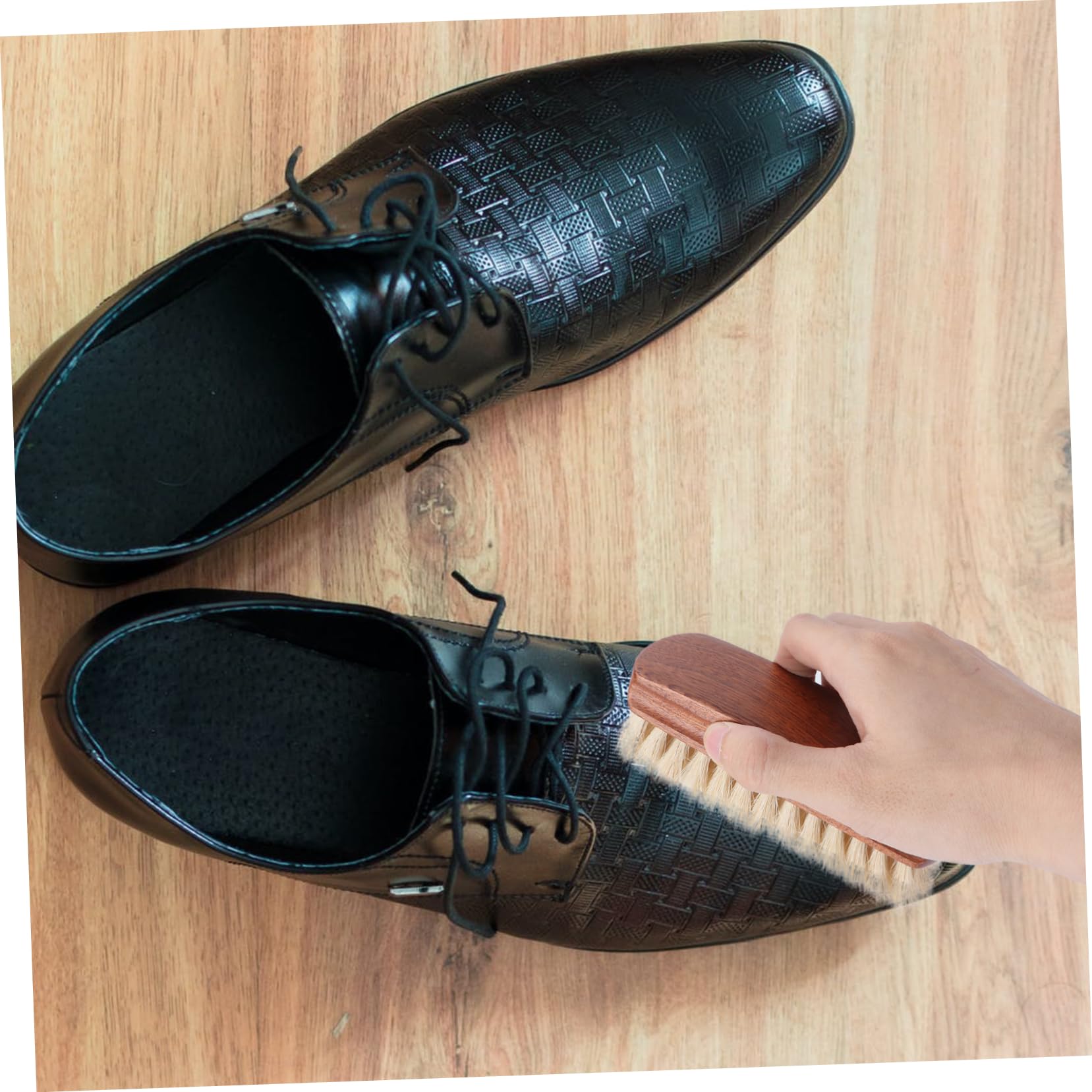 3 Piezas Cepillo De Zapatos Multifuncional Cabello De Caballo Abrigo Mango De Madera Lustrador De Zapatos Desempolvar Bambú