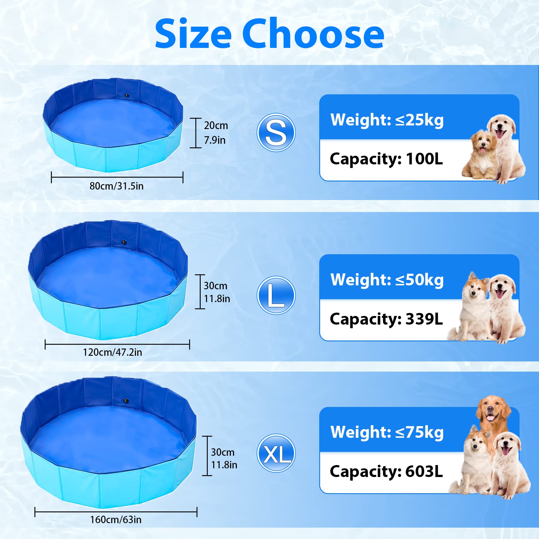 Piscina Per Cani Pieghevole 120x30 Cm - In PVC Antiscivolo, Per Taglie Piccole, Medie E Grandi - Foto 9