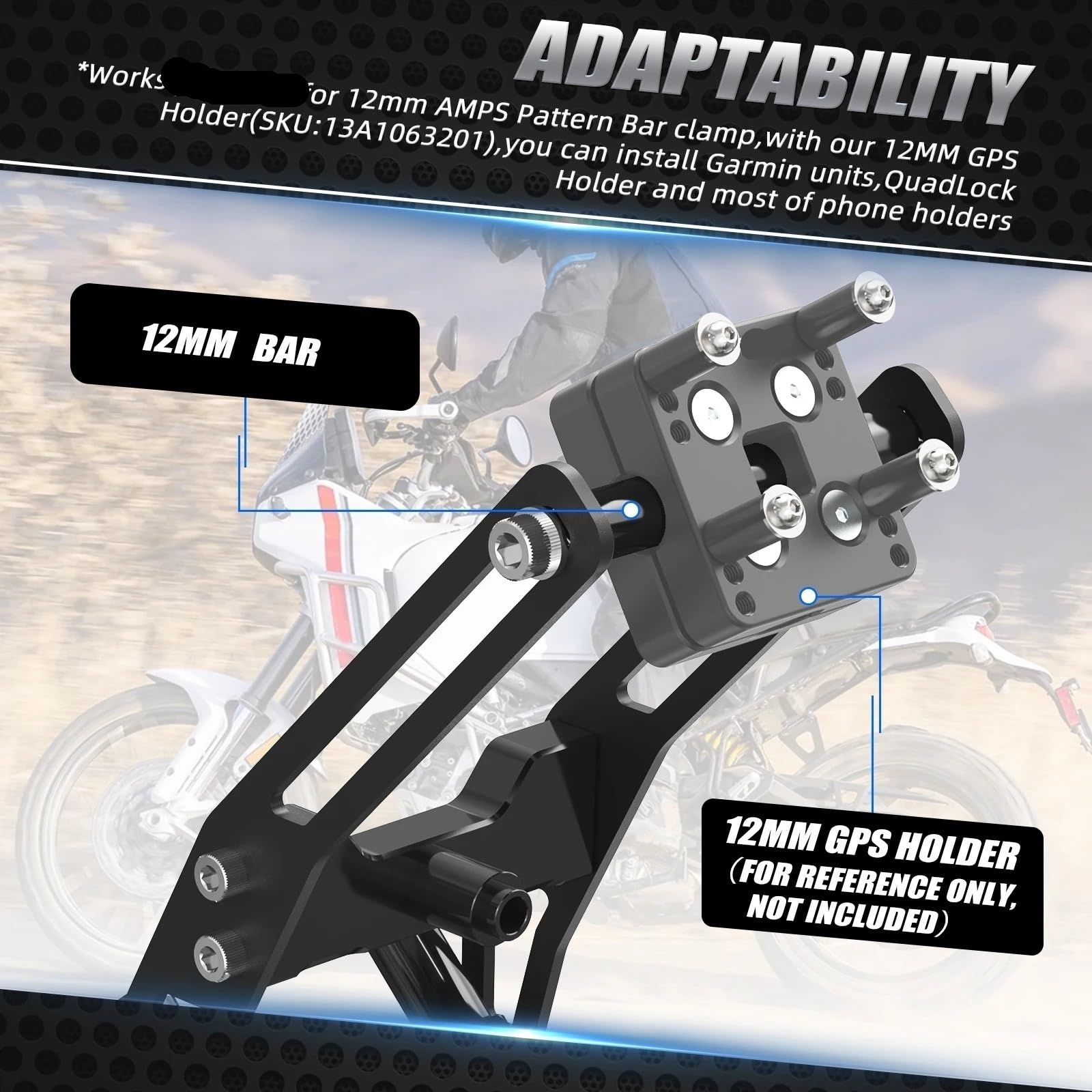 Supporto per navigazione Staffa di supporto per navigazione GPS per moto per Ducati Per DesertX 2022 2023 staffa montaggio modello AMPS mobile per cellulare(GPS Mount Bracket)