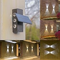 Vista 6 de ASLIDECOR Luces solares de pared con 2 modos de luz blanca cálida/blanco frío, iluminación decorativa impermeable para exteriores con panel solar