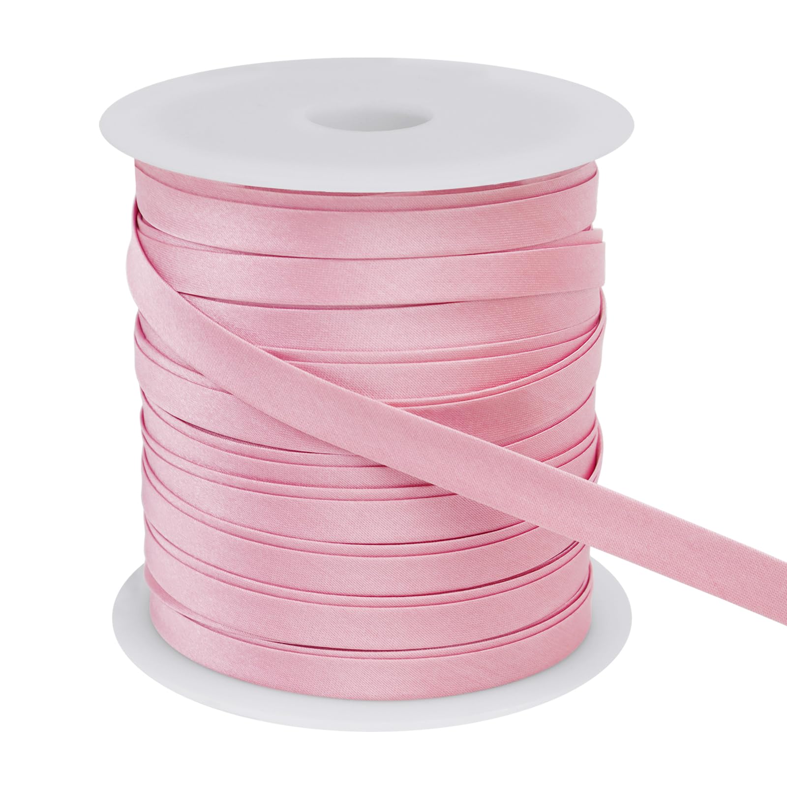 LEREATI Satin Bias Binding Tape for Sewing 2/5 Inch x 50m Sewing Bias Tape Double Fold, Upholstery Webbing Tape for Sewing, Bunting, Seaming, Quilting, Hemming (Flesh Pink)