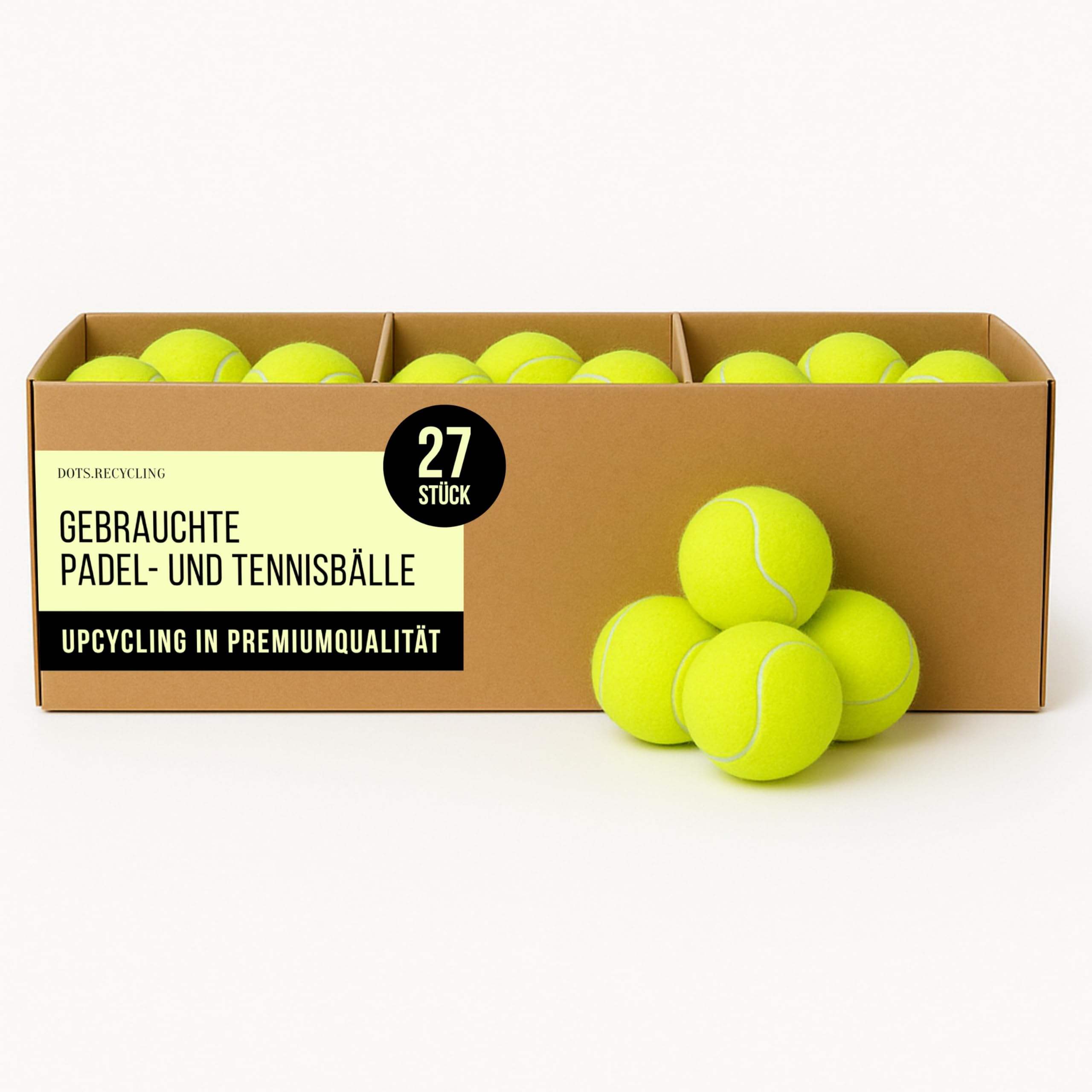 Balles de padel recyclées Lot de 72 - Entraînement tennis et chien