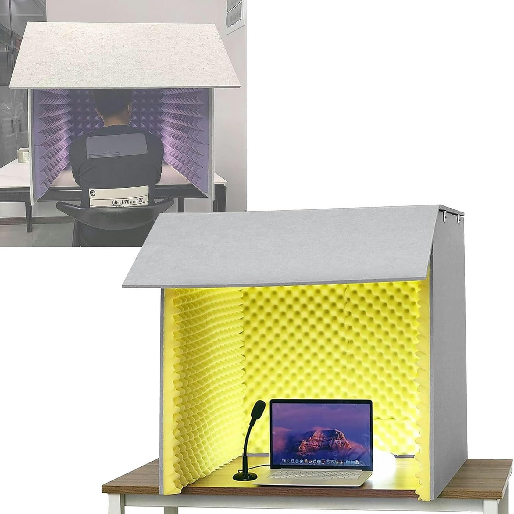 Studio nagrań, Kabina dźwiękoszczelna, przenośna kabina nagraniowa, prosta osłona izolacyjna, mikrofonu(Yellow)