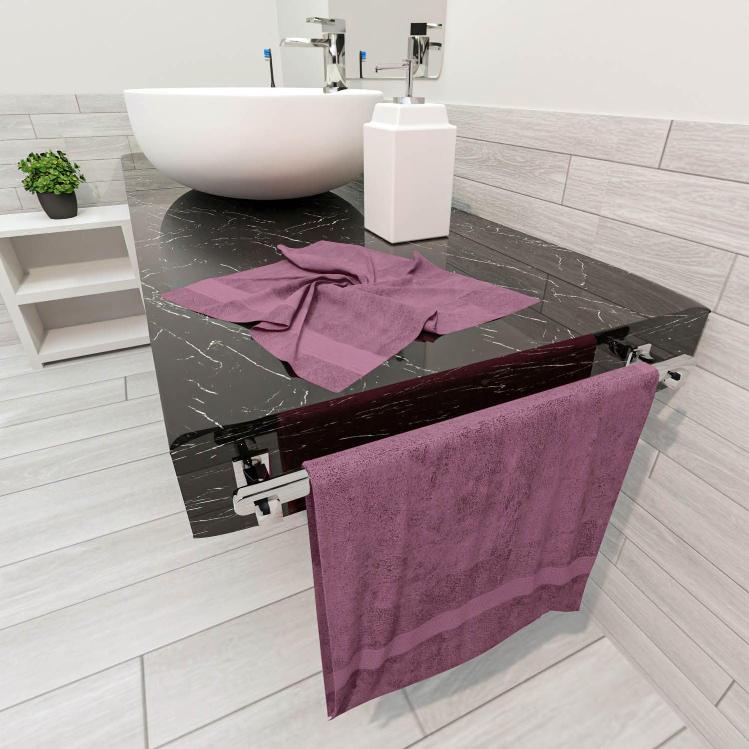 Set Asciugamani Leonardo Home 1+1 | 50x100 Cm + 40x60 Cm, 450 Gsm, OEKO-TEX, Super Assorbenti E Morbidi