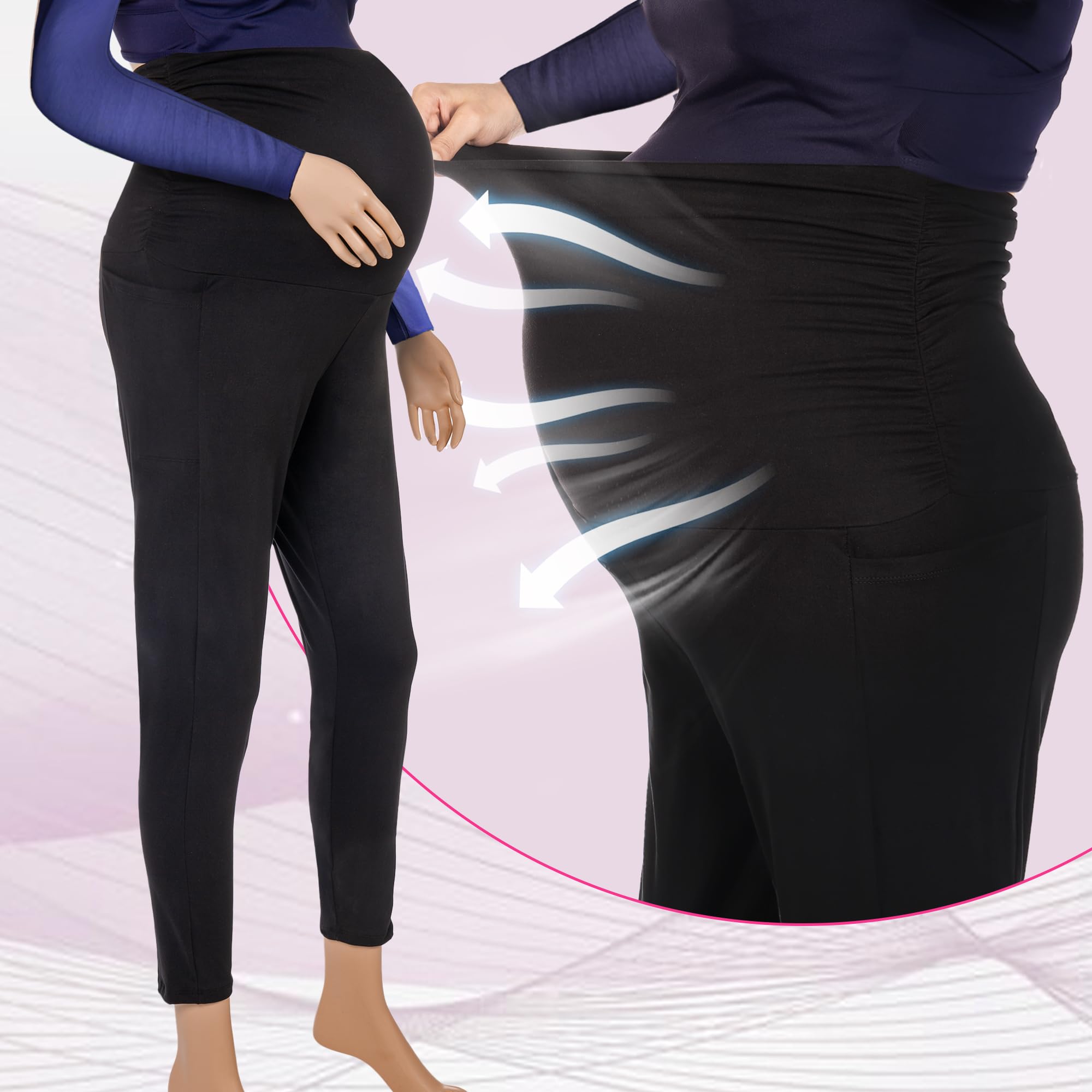 Leggings de maternidad con bolsillos, para embarazo, entrenamiento activo sobre el vientre