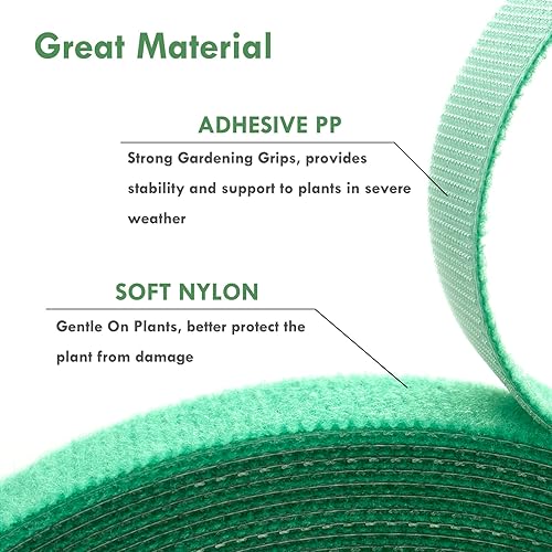 Miniatura 3 de Plant Ties - Cinta verde para plantas de jardín, 0.57 pulgadas de ancho, reutilizable, ajustable, correa de jardinería, soporte para plantas de