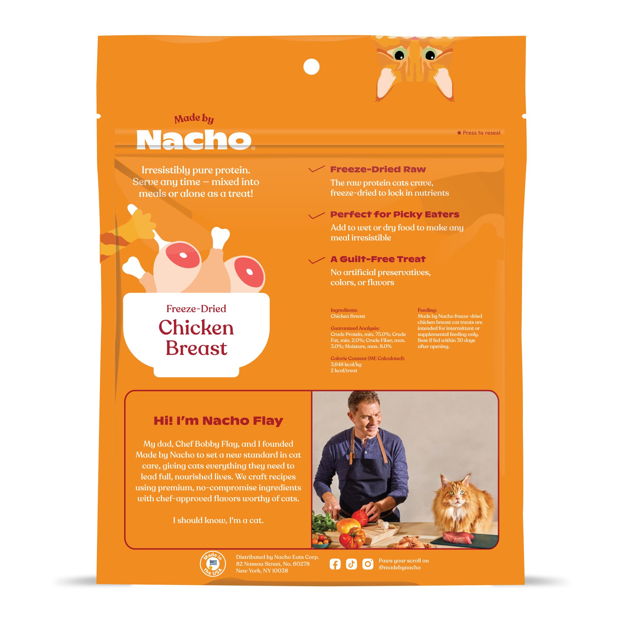 Made by Nacho Freeze-Dried Chicken Breast Meal Topper, Mixer or Treat 3.5oz | High Protein, Pure Chicken Ingredients | Premium Cage-Free Chicken Breast | Crunchy Texture