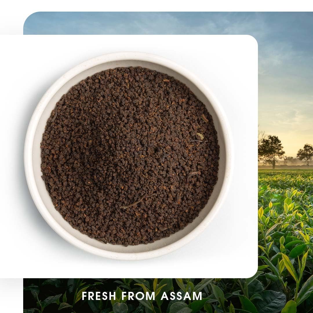 Teabox Fresh Kadak Chai 1 kg di confezione sigillata sottovuoto per freschezza, proviene dagli Estates of Assam & Dooars, forte e di alta qualità, richiede il 20% in meno di zucchero, sapore forte e