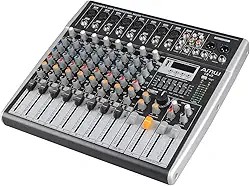 AMW L8 V3 Mesa de Som Analógica 8 Canais Avançada com Efx DSP Player Gravador Hi-Z e Low Cut