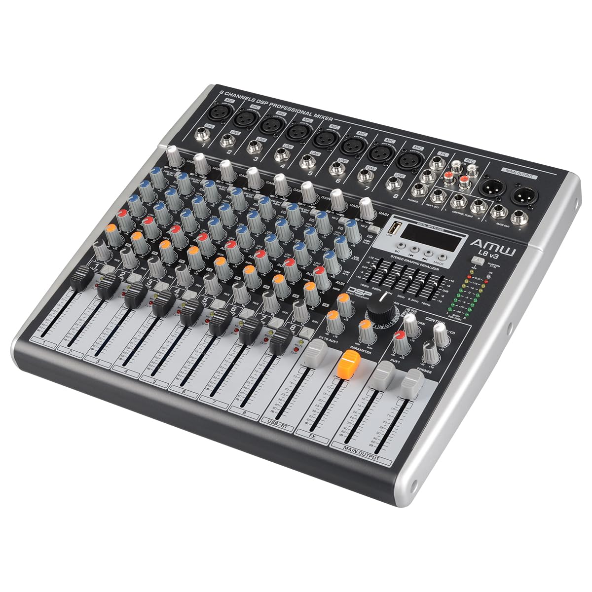 AMW L8 V3 Mesa de Som Analógica 8 Canais Avançada com Efx DSP