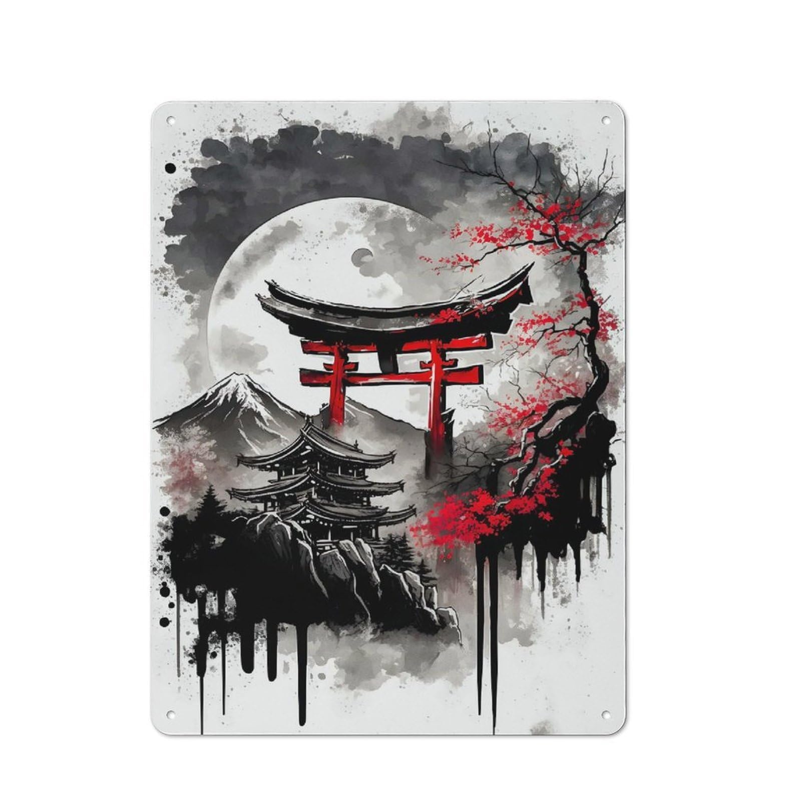 Shed Style Torii Gate And Japan Icon Shed Metal Sign 40x30cm, Shed Wall Decor for Shed, Garden Room, Porch Or Garage