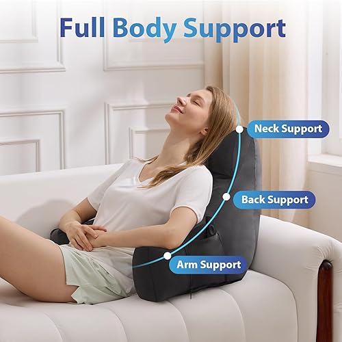 Vista 6 de Almohada de espalda para cama para sentarse, almohada de lectura para sentarse en la cama para adultos, almohada de apoyo para la espalda, almohada