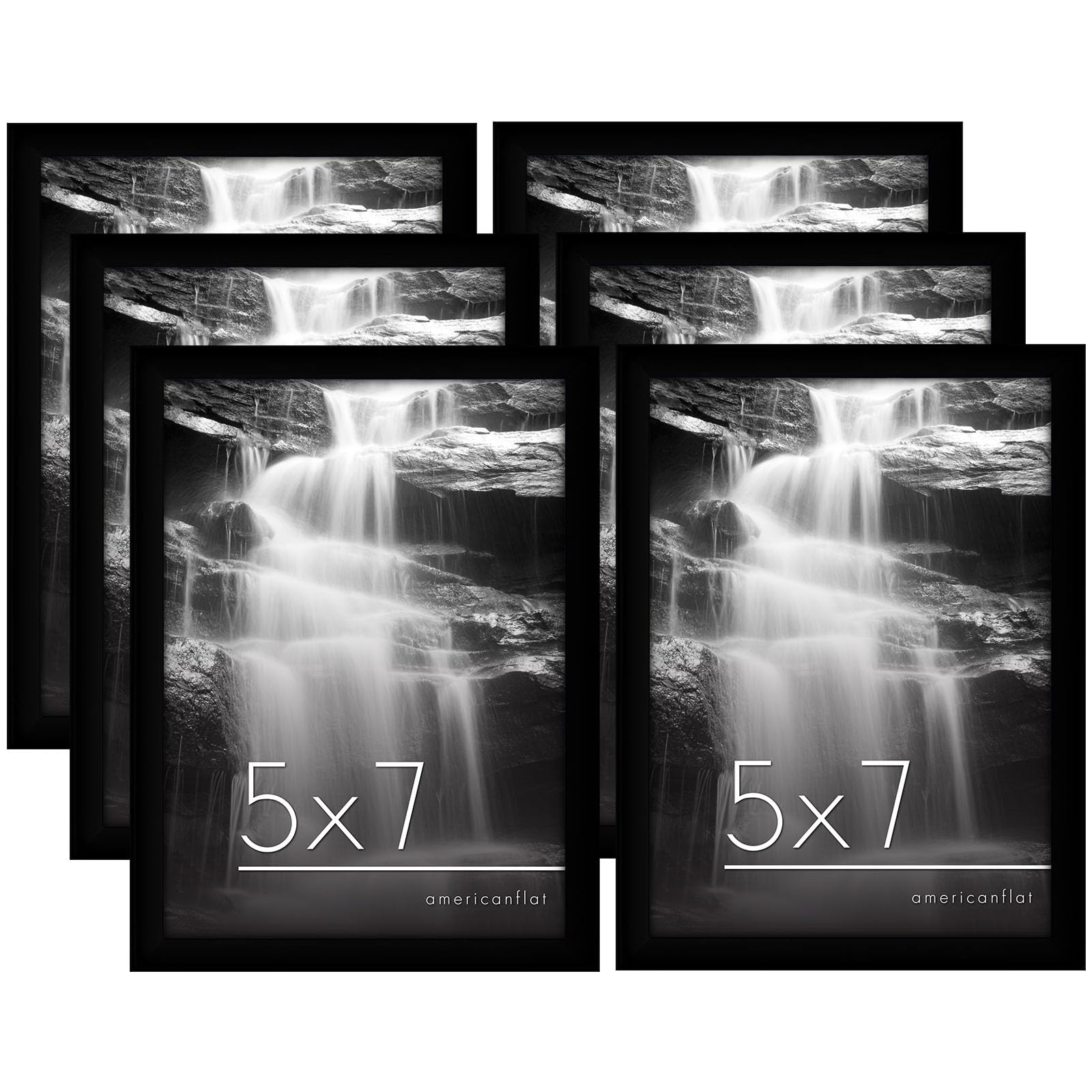 Americanflat 7x5 Photo Frames in Black - Set of 6 - Gallery Wall Picture Frame Set with Shatter-resistant Glass - Horizontal and Vertical Formats for Wall and Tabletop