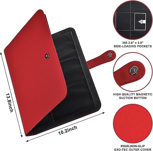 Miniatura 9 de HerriaT Carpeta de tarjetas intercambiables, carpeta de colección de tarjetas de poliuretano de 9 bolsillos para 360 tarjetas, libro de tarjetas