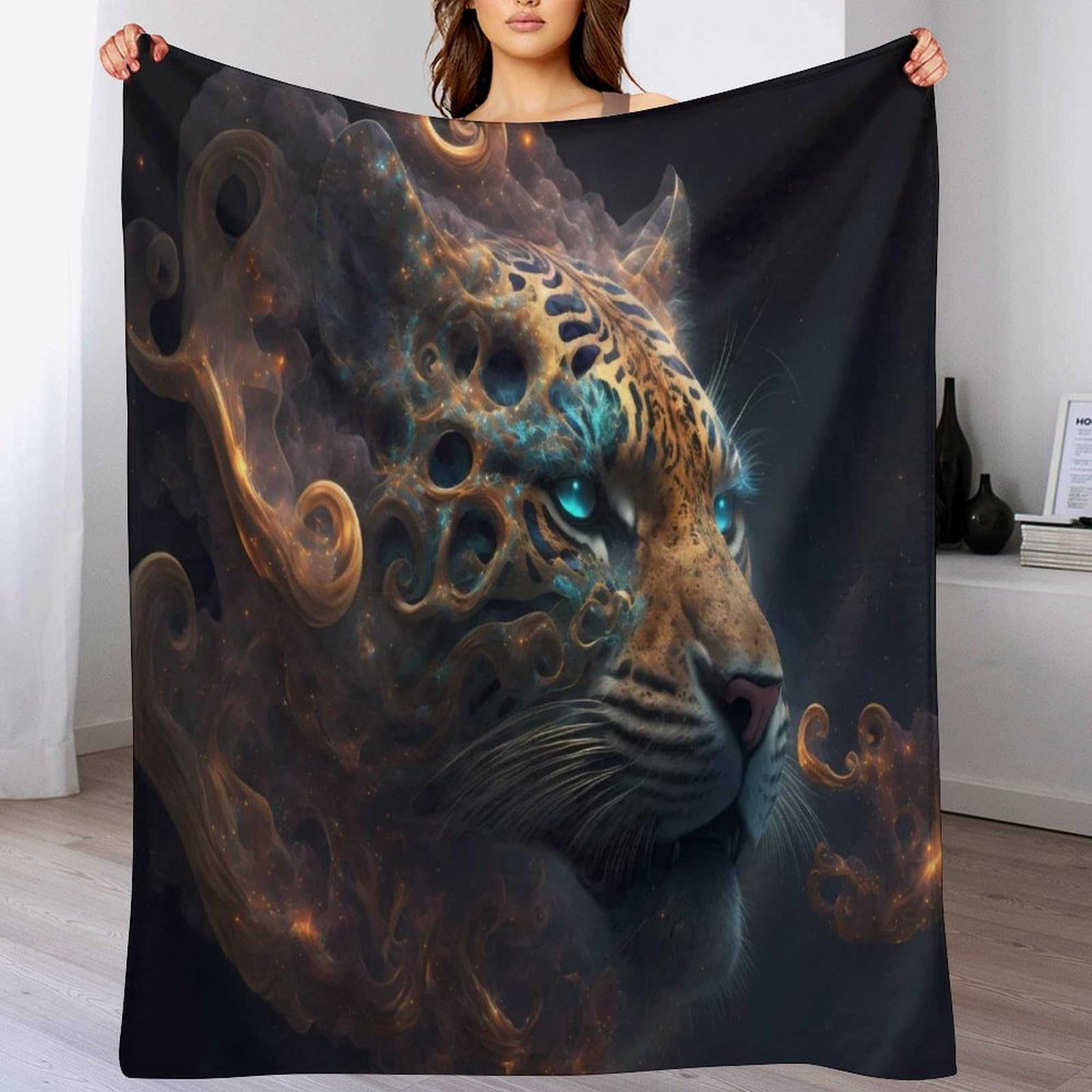 Couverture lit tigre anti-froid en flanelle douce