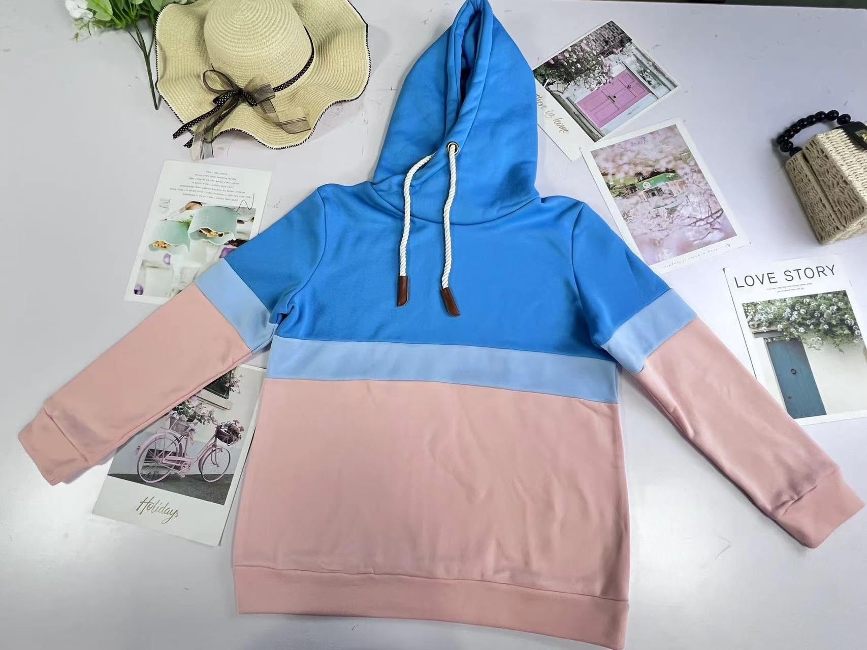 Felpa da Donna 1 Pezzo Tinta Unita Cuciture Casual Felpa transfrontaliera con Cappuccio Collo Alto for per L'uso Quotidiano,Casual