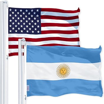 USA American & Argentina Argentinian Flags 3x5 FT Combo Printed 150D Polyester By G128