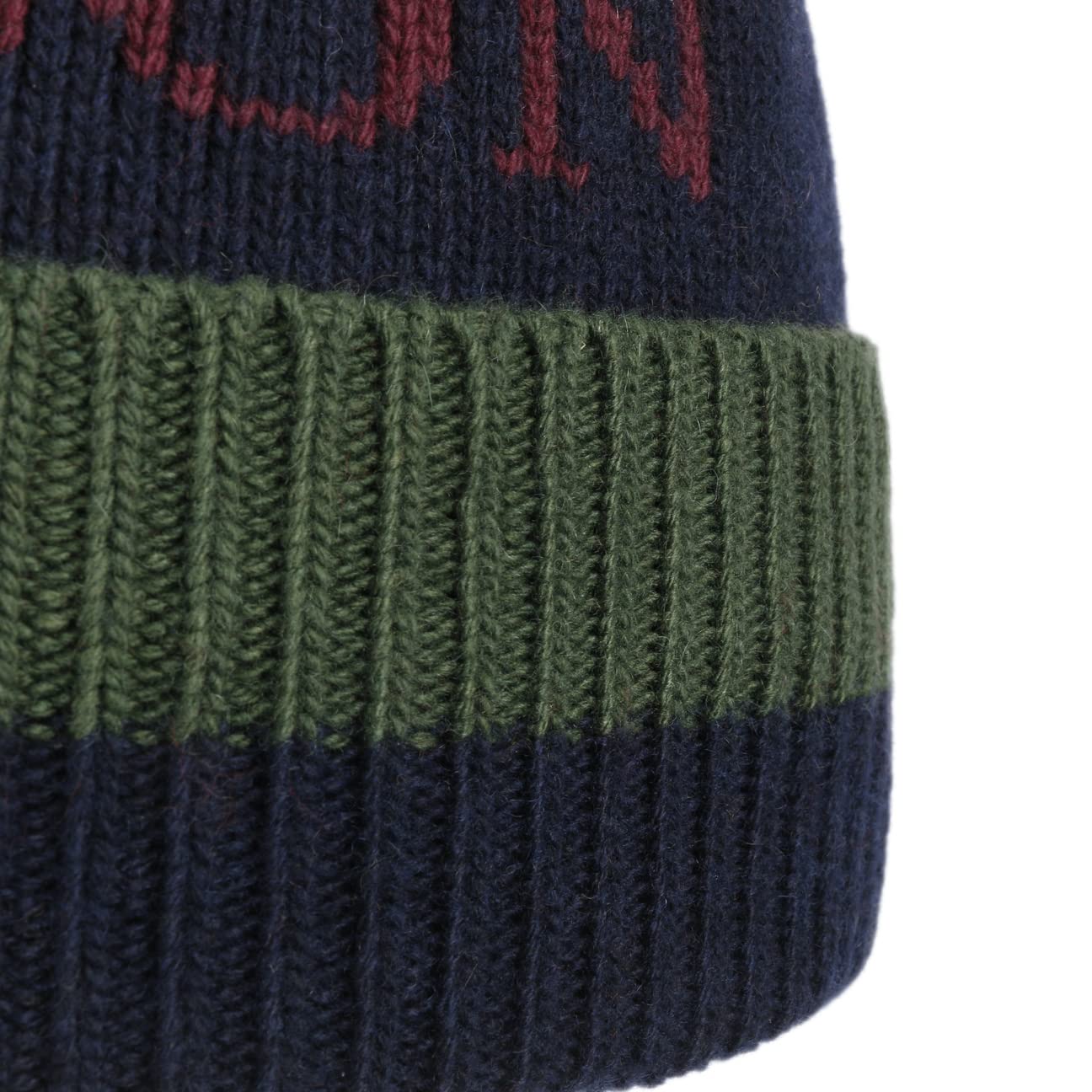 Stetson Classic Bommelmütze Gestreifte Umschlagmütze Kaschmir-Mix Damen Herren Herbst Winter
